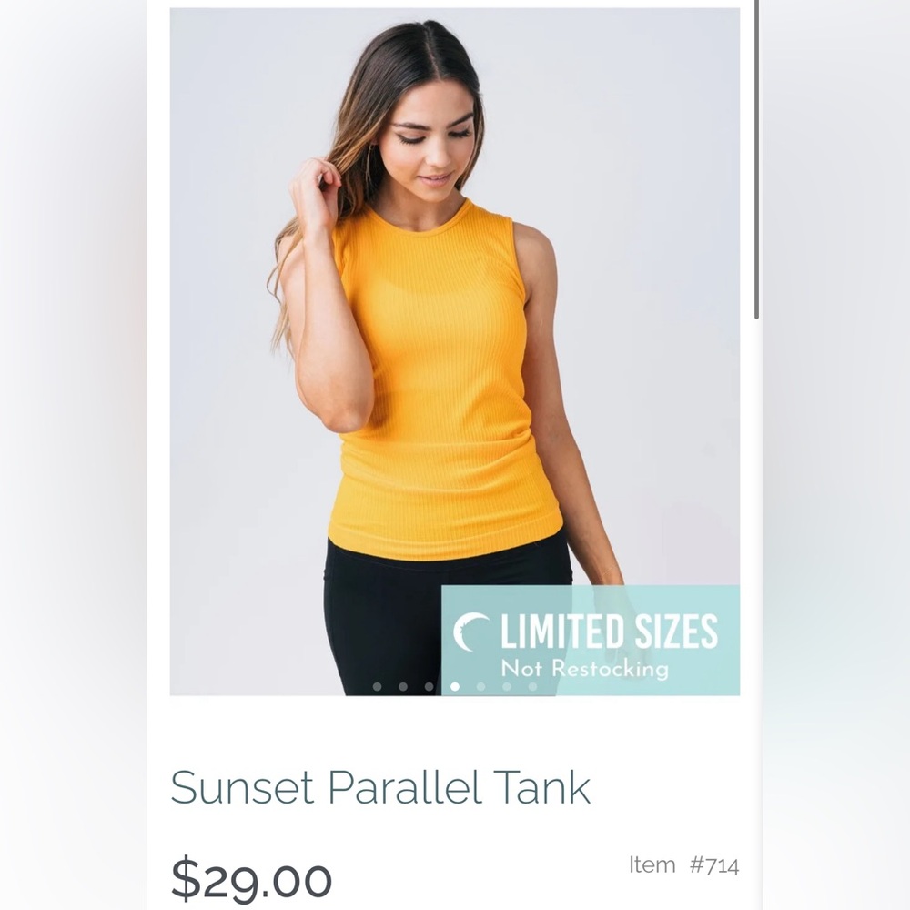EUC ZYIA Parallel Tank in Sunset Yellow, size XL. No longer sold!!